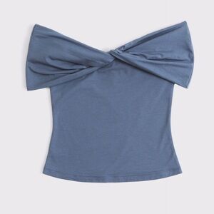 Abercrombie & Fitch Slate Blue Off-Shoulder Blouse